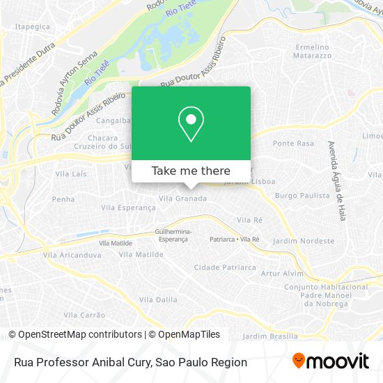 Mapa Rua Professor Anibal Cury