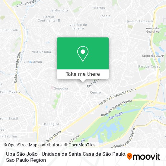 Mapa Upa São João - Unidade da Santa Casa de São Paulo