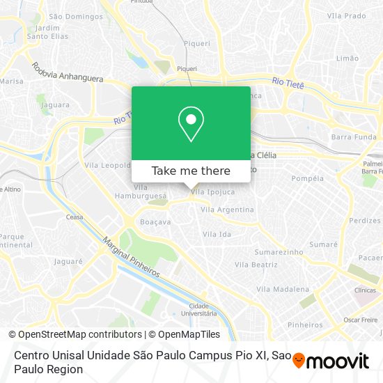 Mapa Centro Unisal Unidade São Paulo Campus Pio XI