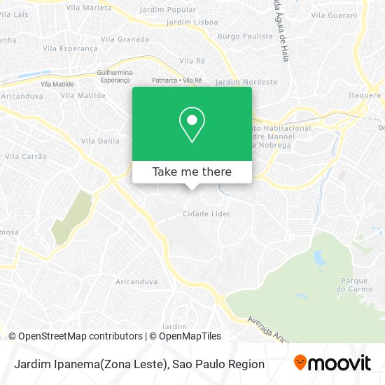 Mapa Jardim Ipanema(Zona Leste)