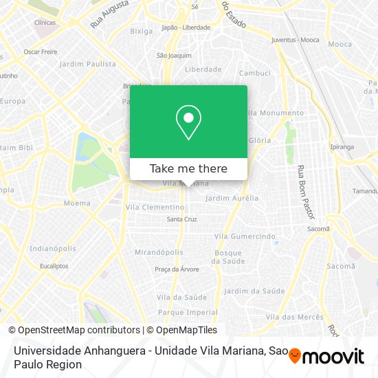 Mapa Universidade Anhanguera - Unidade Vila Mariana