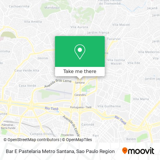 Mapa Bar E Pastelaria Metro Santana