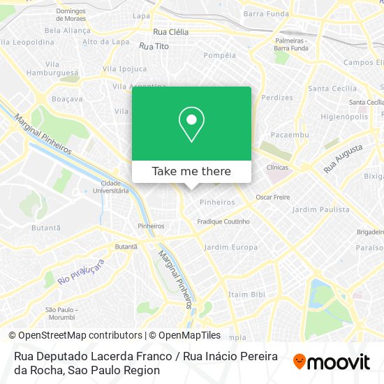 Mapa Rua Deputado Lacerda Franco / Rua Inácio Pereira da Rocha