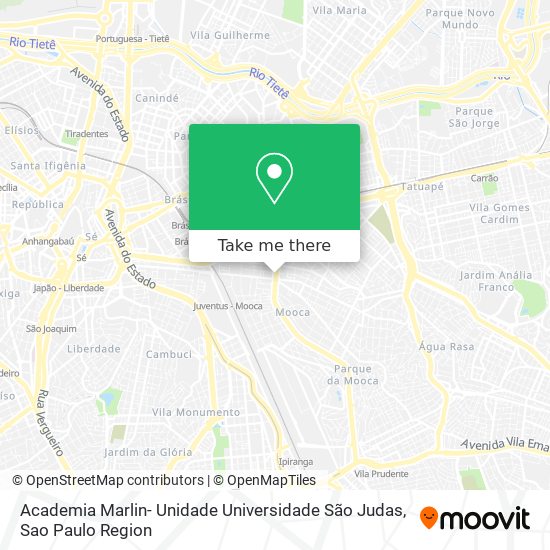 Mapa Academia Marlin- Unidade Universidade São Judas