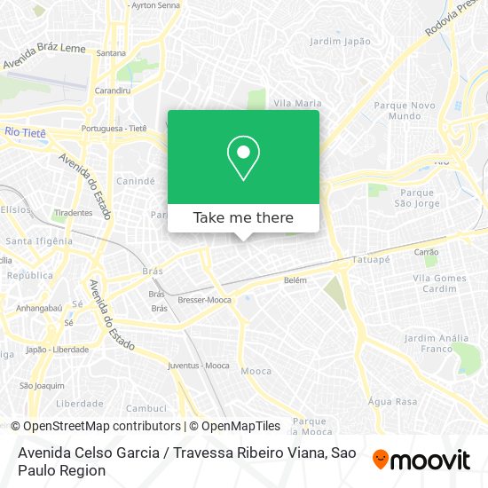 Mapa Avenida Celso Garcia / Travessa Ribeiro Viana