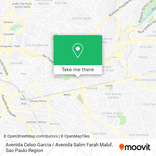Mapa Avenida Celso Garcia / Avenida Salim Farah Maluf