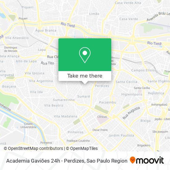 Mapa Academia Gaviões 24h - Perdizes