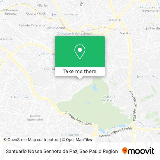 Mapa Santuario Nossa Senhora da Paz