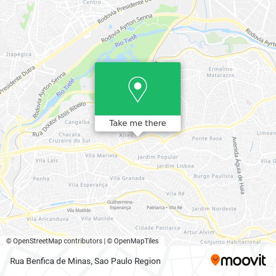 Mapa Rua Benfica de Minas