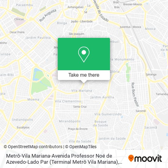 Mapa Metrô-Vila Mariana-Avenida Professor Noé de Azevedo-Lado Par (Terminal Metrô Vila Mariana)