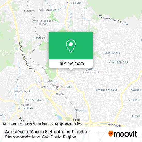 Mapa Assistência Técnica Eletroctrolux, Pirituba - Eletrodomésticos