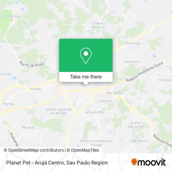 Mapa Planet Pet - Arujá Centro