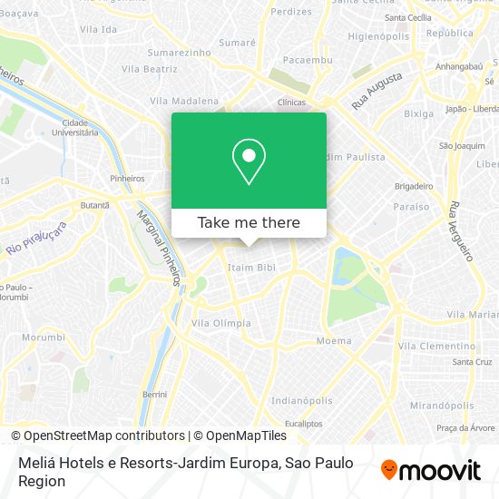 Mapa Meliá Hotels e Resorts-Jardim Europa