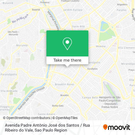 Mapa Avenida Padre Antônio José dos Santos / Rua Ribeiro do Vale