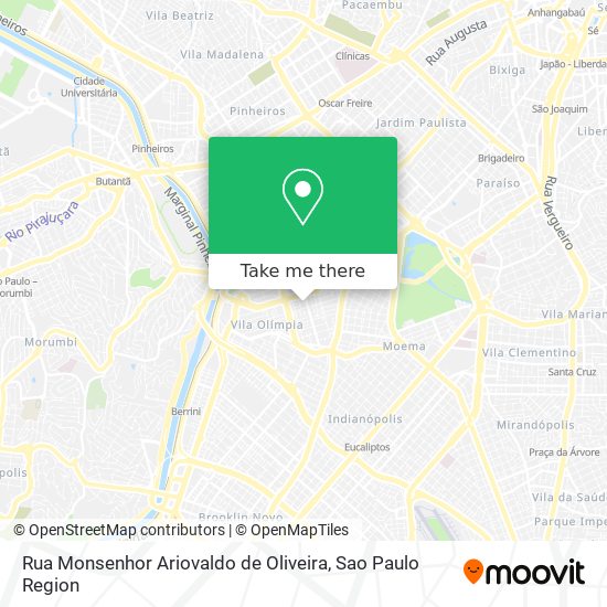 Mapa Rua Monsenhor Ariovaldo de Oliveira