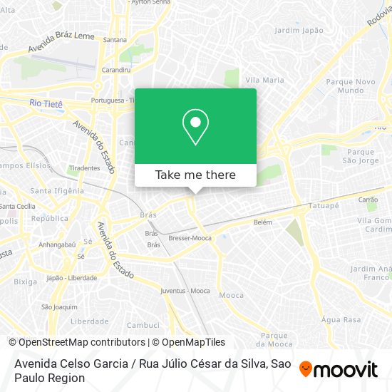 Mapa Avenida Celso Garcia / Rua Júlio César da Silva