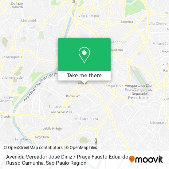 Mapa Avenida Vereador José Diniz / Praça Fausto Eduardo Russo Camunha