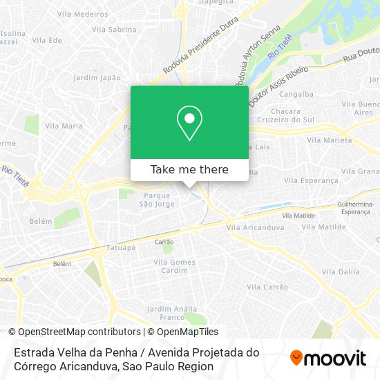 Estrada Velha da Penha / Avenida Projetada do Córrego Aricanduva map