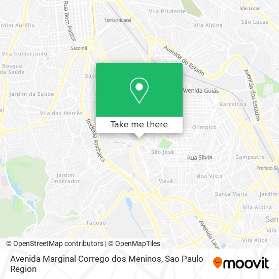 Mapa Avenida Marginal Corrego dos Meninos