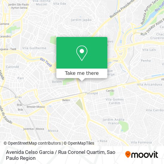 Avenida Celso Garcia / Rua Coronel Quartim map