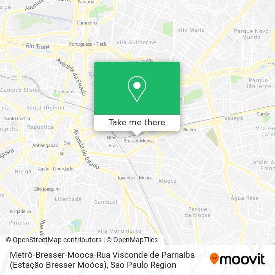 Mapa Metrô-Bresser-Mooca-Rua Visconde de Parnaíba (Estação Bresser Moóca)