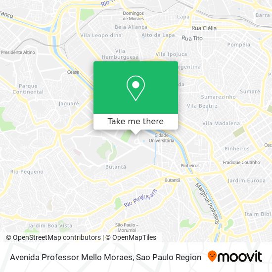 Mapa Avenida Professor Mello Moraes