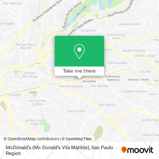 Mapa McDonald's (Mc Donald's Vila Matilde)