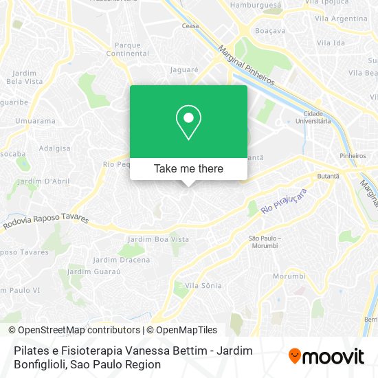 Mapa Pilates e Fisioterapia Vanessa Bettim - Jardim Bonfiglioli