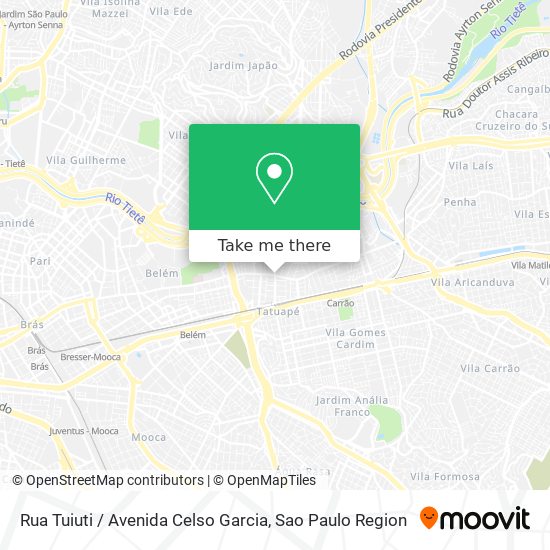 Mapa Rua Tuiuti / Avenida Celso Garcia