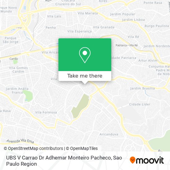 Mapa UBS V Carrao Dr Adhemar Monteiro Pacheco