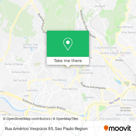 Mapa Rua Américo Vespúcio 85