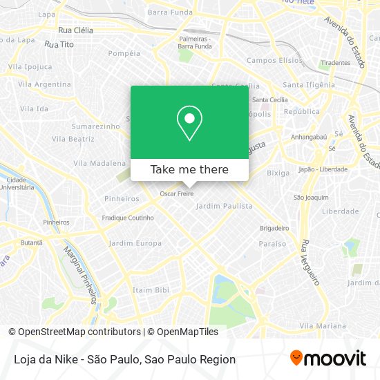 Mapa Loja da Nike - São Paulo