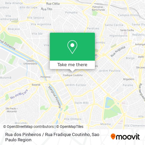 Mapa Rua dos Pinheiros / Rua Fradique Coutinho