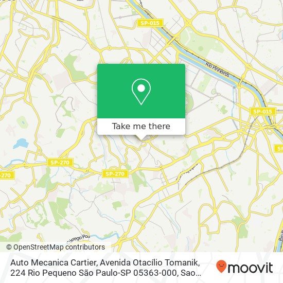 Mapa Auto Mecanica Cartier, Avenida Otacílio Tomanik, 224 Rio Pequeno São Paulo-SP 05363-000