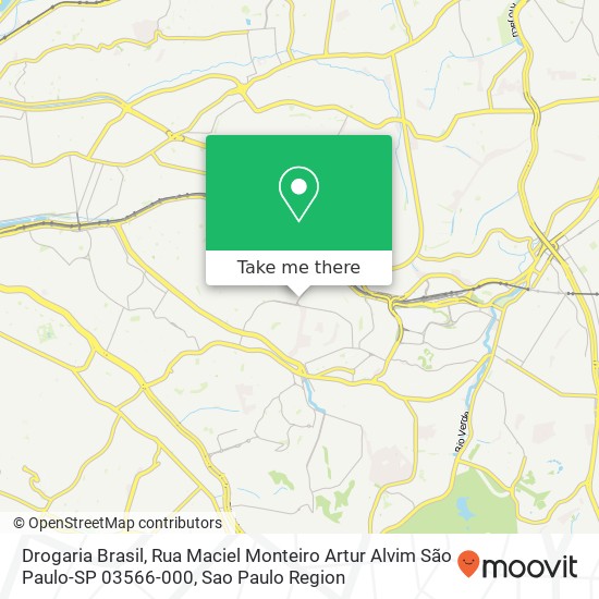 Mapa Drogaria Brasil, Rua Maciel Monteiro Artur Alvim São Paulo-SP 03566-000