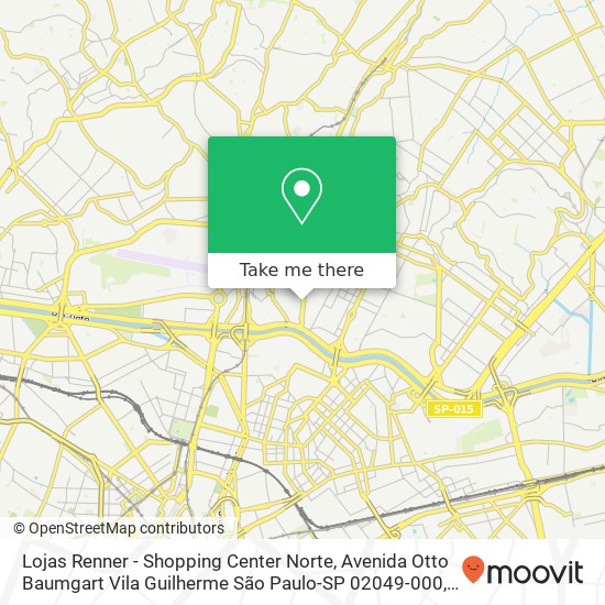 Mapa Lojas Renner - Shopping Center Norte, Avenida Otto Baumgart Vila Guilherme São Paulo-SP 02049-000