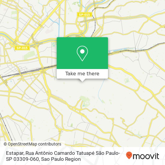 Mapa Estapar, Rua Antônio Camardo Tatuapé São Paulo-SP 03309-060