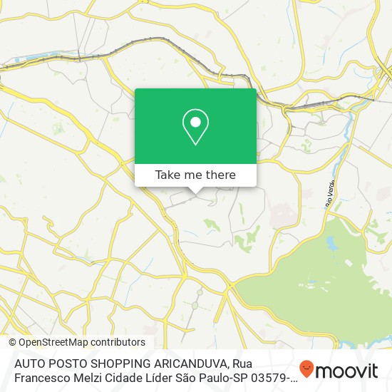 Mapa AUTO POSTO SHOPPING ARICANDUVA, Rua Francesco Melzi Cidade Líder São Paulo-SP 03579-140