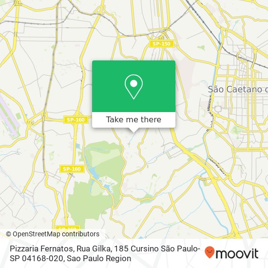 Mapa Pizzaria Fernatos, Rua Gilka, 185 Cursino São Paulo-SP 04168-020