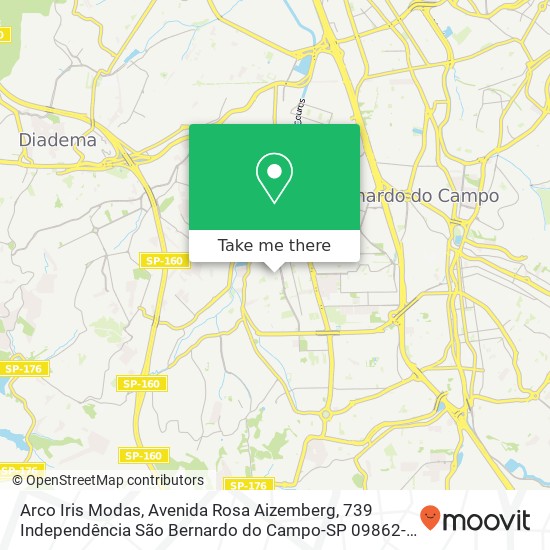 Mapa Arco Iris Modas, Avenida Rosa Aizemberg, 739 Independência São Bernardo do Campo-SP 09862-305