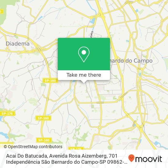 Mapa Acai Do Batucada, Avenida Rosa Aizemberg, 701 Independência São Bernardo do Campo-SP 09862-305
