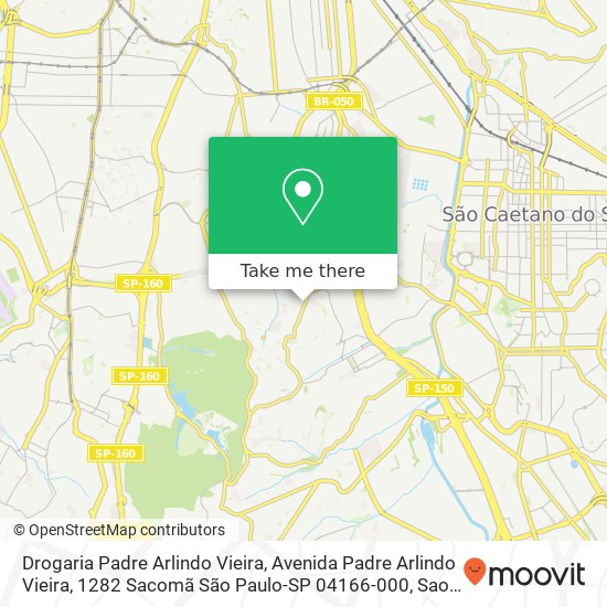 Mapa Drogaria Padre Arlindo Vieira, Avenida Padre Arlindo Vieira, 1282 Sacomã São Paulo-SP 04166-000