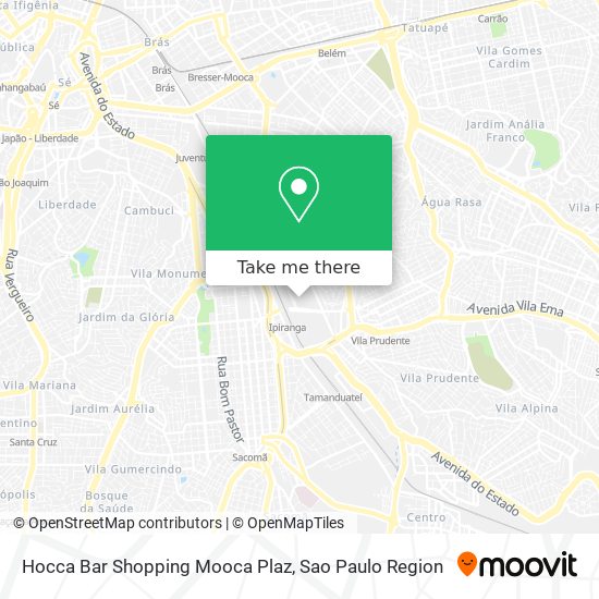 Mapa Hocca Bar Shopping Mooca Plaz