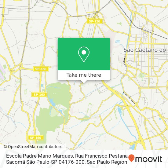 Mapa Escola Padre Mario Marques, Rua Francisco Pestana Sacomã São Paulo-SP 04176-000