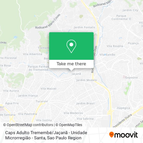 Mapa Caps Adulto Tremembé / Jaçanã - Unidade Microrregião - Santa