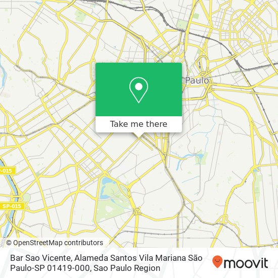 Mapa Bar Sao Vicente, Alameda Santos Vila Mariana São Paulo-SP 01419-000