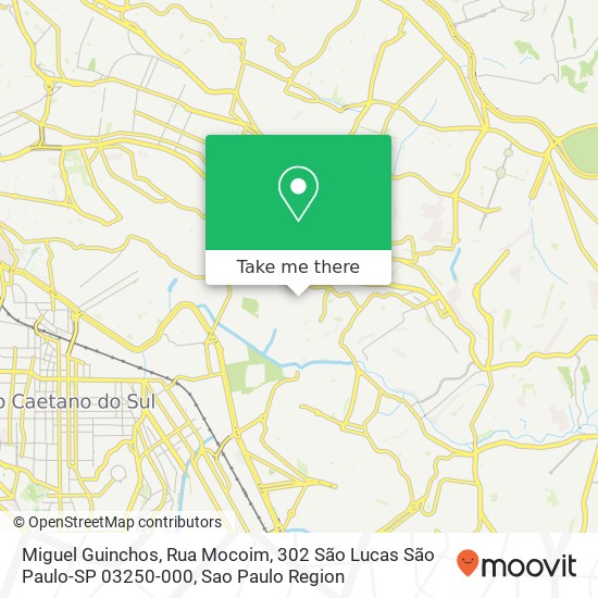 Mapa Miguel Guinchos, Rua Mocoim, 302 São Lucas São Paulo-SP 03250-000