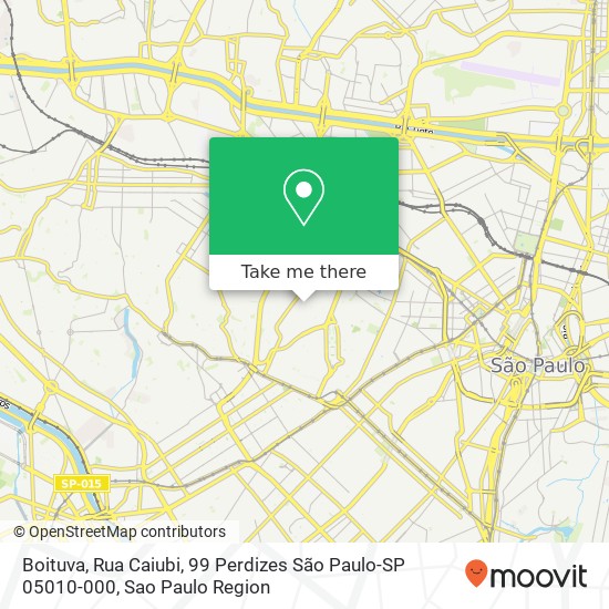 Mapa Boituva, Rua Caiubi, 99 Perdizes São Paulo-SP 05010-000