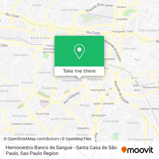 Hemocentro Banco de Sangue - Santa Casa de São Paulo map