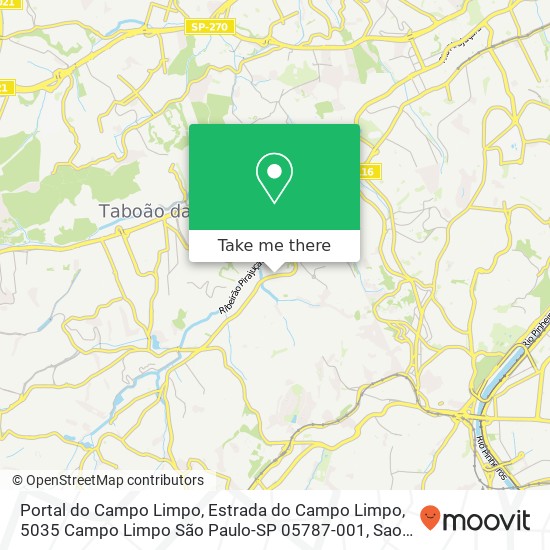 Mapa Portal do Campo Limpo, Estrada do Campo Limpo, 5035 Campo Limpo São Paulo-SP 05787-001